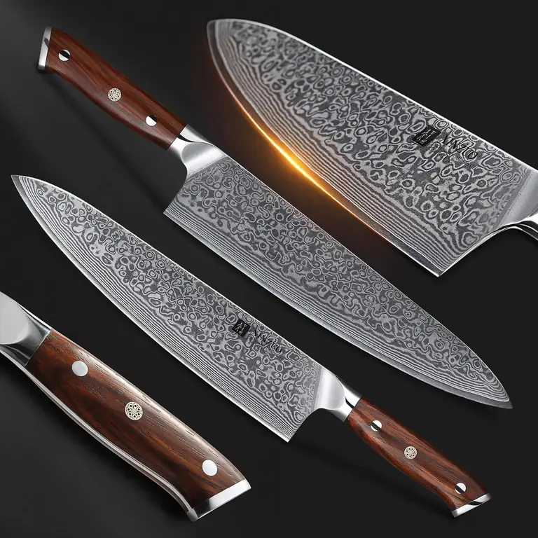 10 Inch Damascus Chef Knife Kitchen Knife Sharp Gyuto Knife Stainless Steel Fashion Professional Chef's Knife with Rosewood Handle