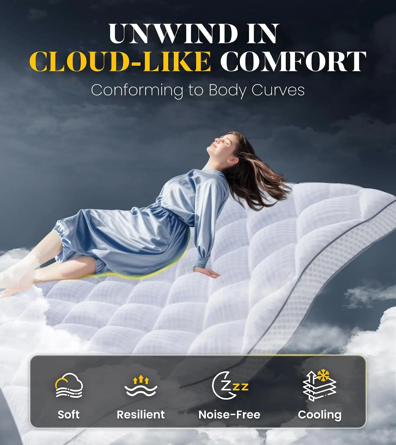 3 Inch Ultra-Fluffy Memory Foam Mattress Topper Queen for Back Pain