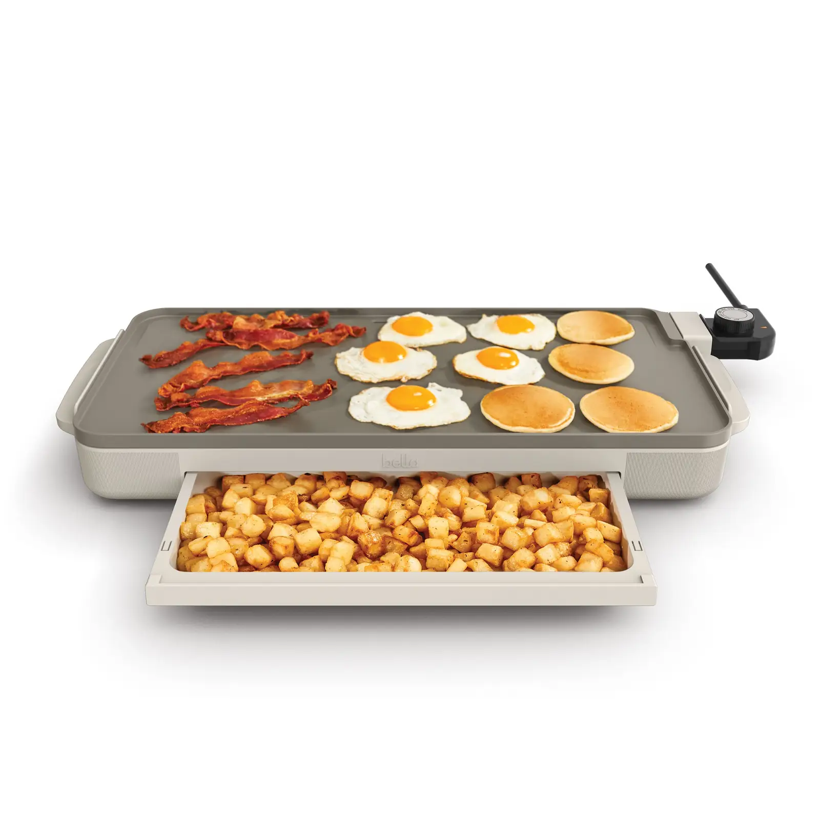 bella 10" x 20" Electric Griddle with Warming Tray