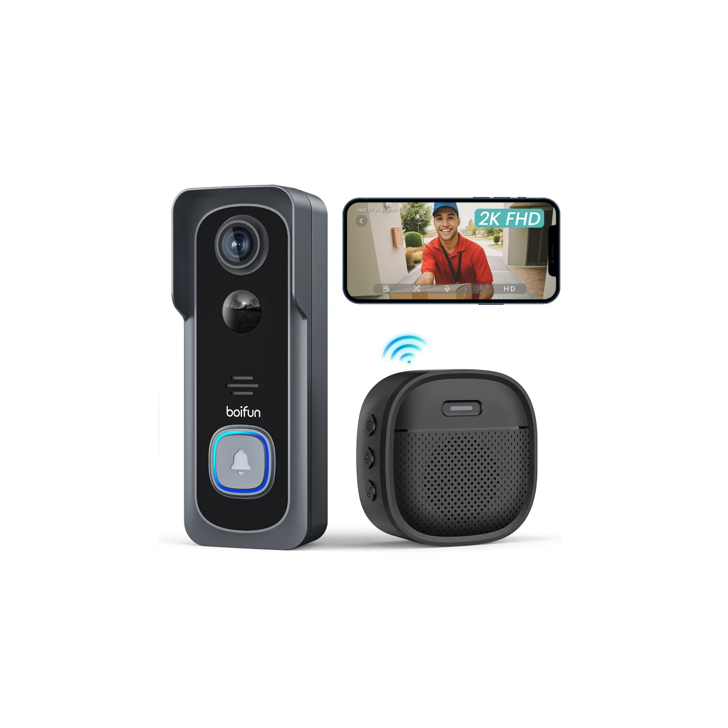 BOIFUN Video Doorbell Camera Wireless – No Subscription Required