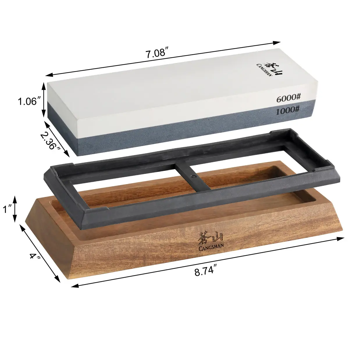 Cangshan 503800 Dual-Sided Whetstone Knife Sharpener 1000/6000 Grit