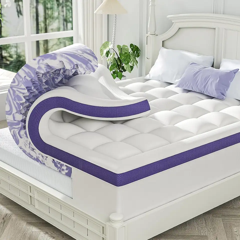ChiXpace Dual Layer 4 Inch Memory Foam Mattress Topper Queen