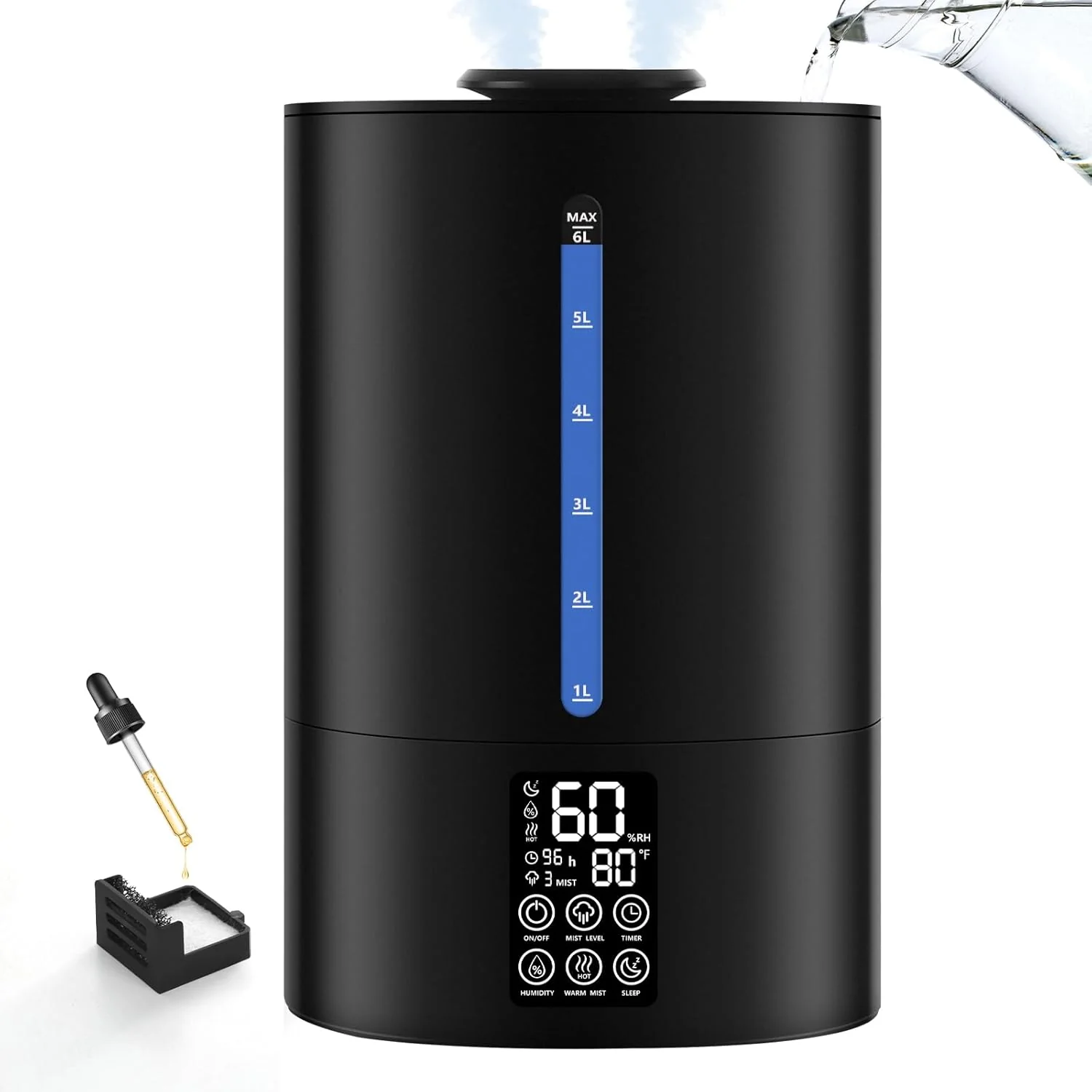 Coolfiqu 6L Warm & Cool Mist Humidifiers for Bedroom
