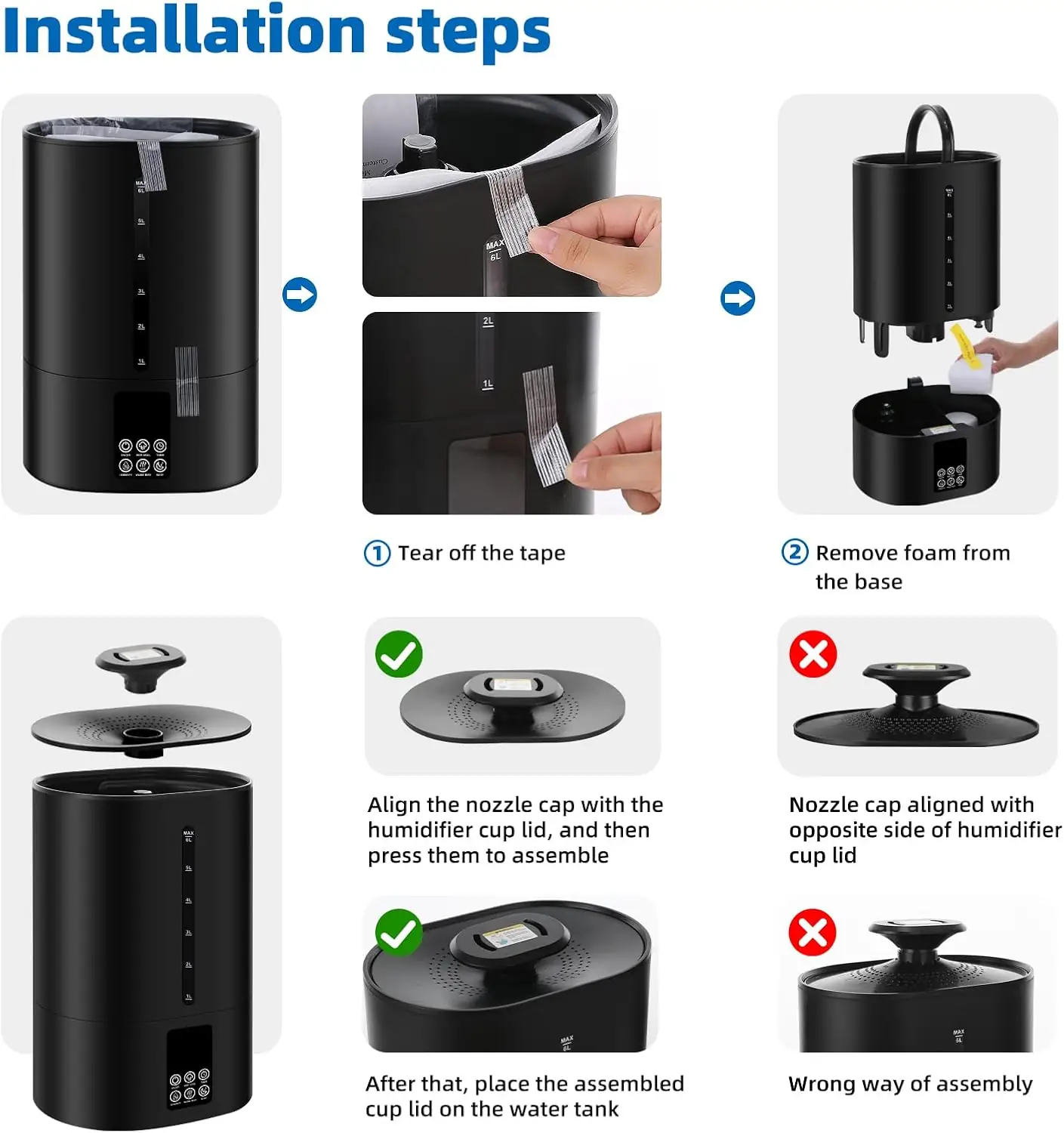 Coolfiqu 6L Warm & Cool Mist Humidifiers for Bedroom