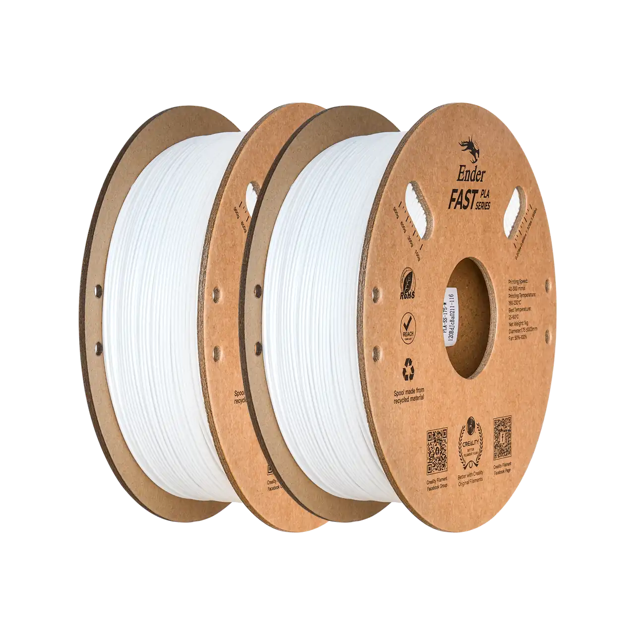 Creality Ender Fast 1.75mm PLA 3D Printing Filament Pack 2KG - White+White