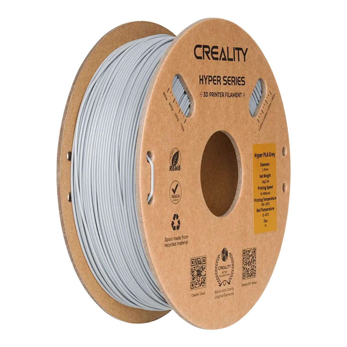 Creality Hyper 1.75mm PLA 3D Printing Filament 1kg - Gray