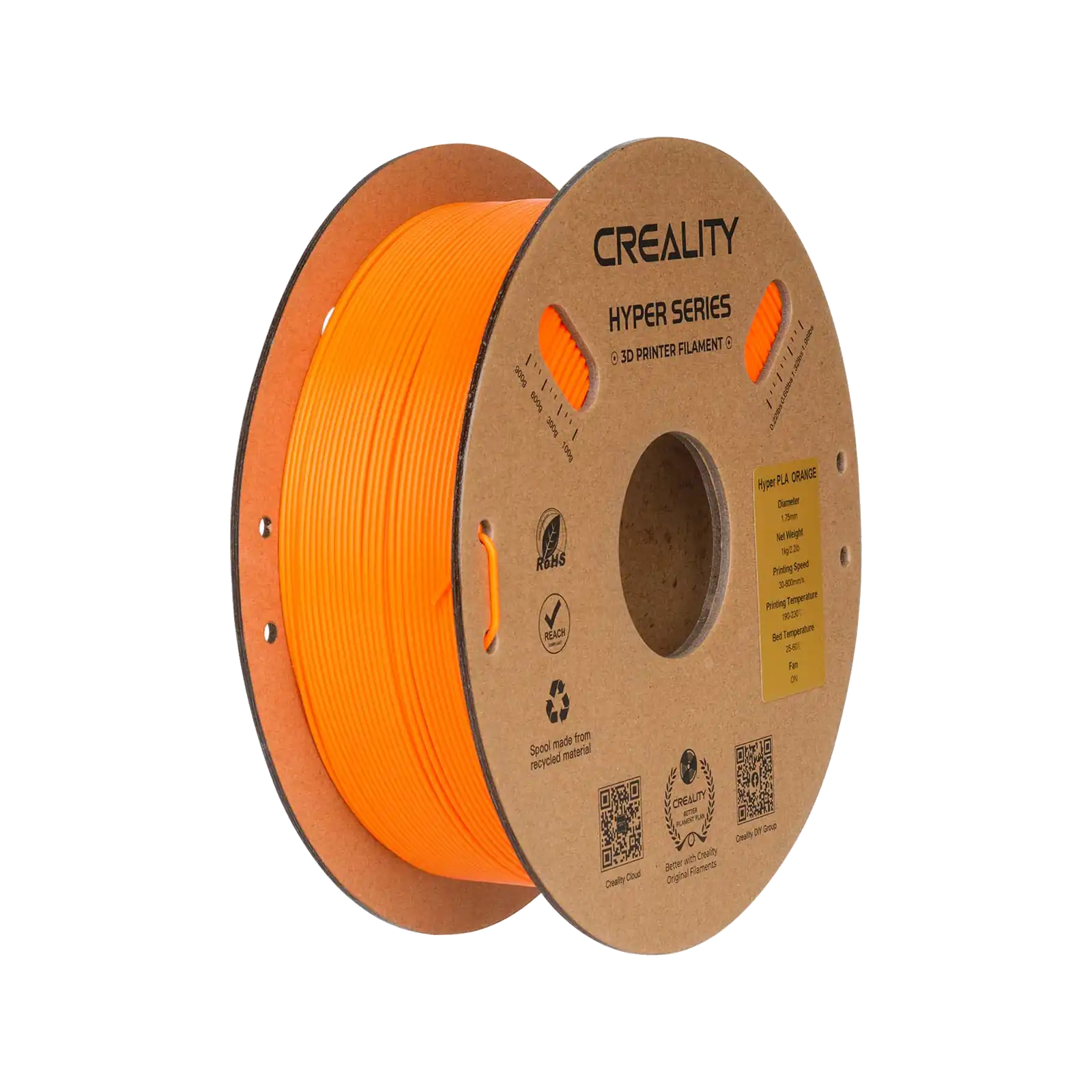 Creality Hyper 1.75mm PLA 3D Printing Filament 1kg - Orange