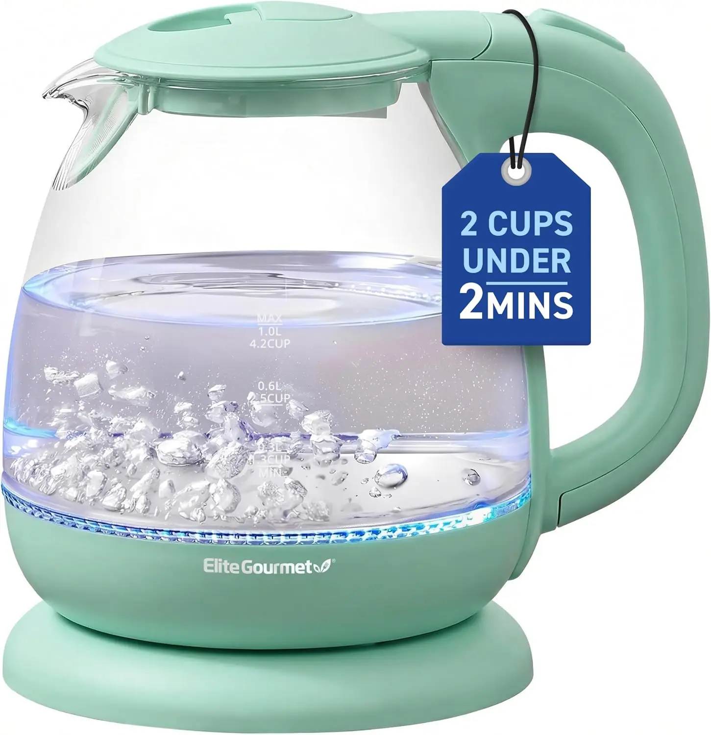 Elite Gourmet 1L Glass Electric Water Kettle