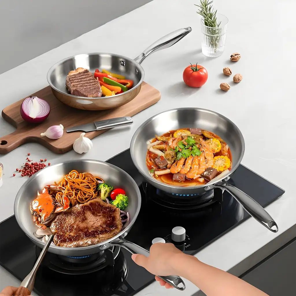 EWFEN 3 Ply Stainless Steel 11-Piece Cookware Set with Lids