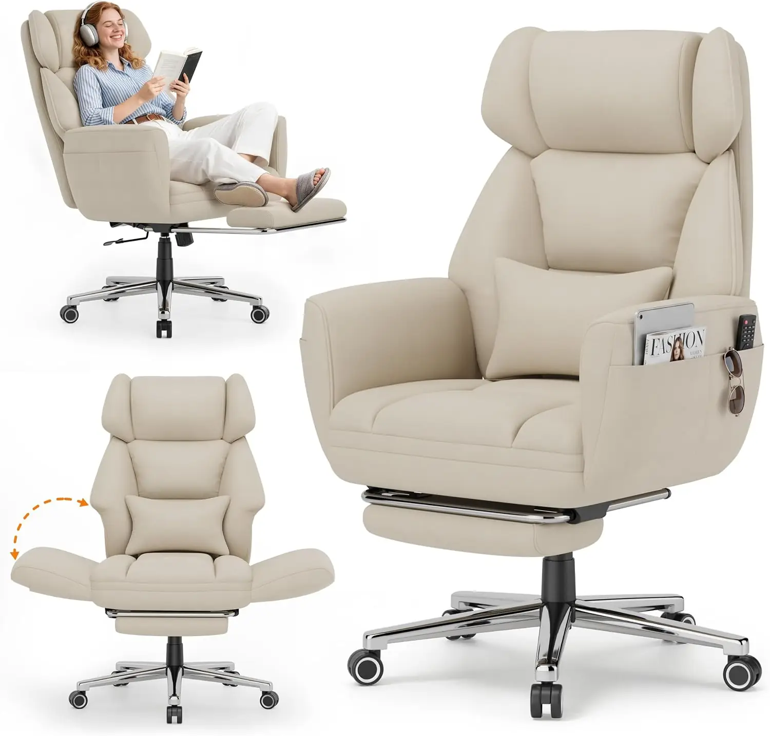 GABRYLLY Ergonomic Criss Cross Office Chair with Footrest