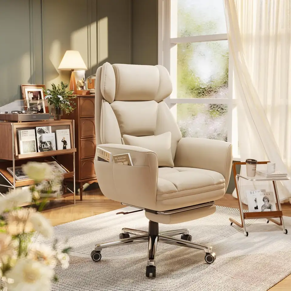 GABRYLLY Ergonomic Criss Cross Office Chair with Footrest