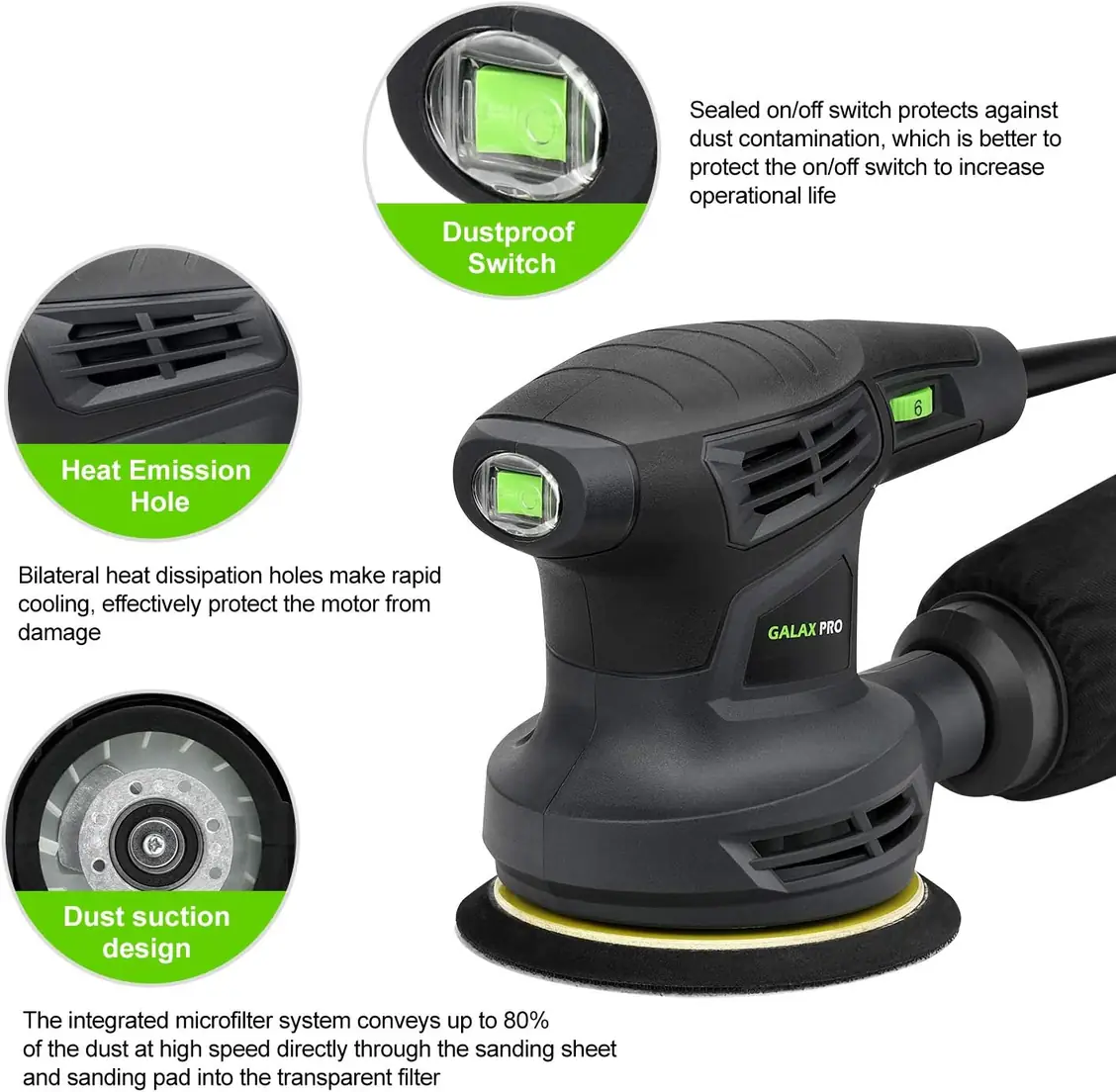 GALAX PRO 13000OPM Random Orbital Sander 6 Variable Speed