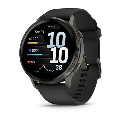 Garmin Venu 4 45mm (Slate, Black Silicone Band)