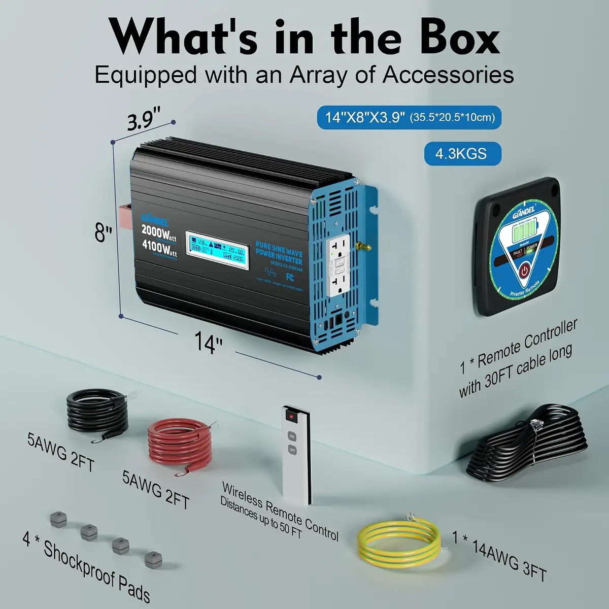 GIANDEL 2000 Watt Pure Sine Wave Power Inverter