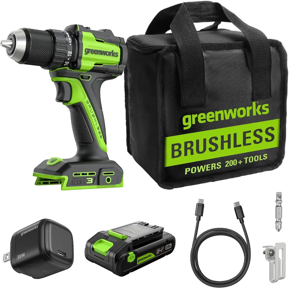 GREENWORKS 24V 1/2" Brushless Cordless Drill (400 In-lbs.)