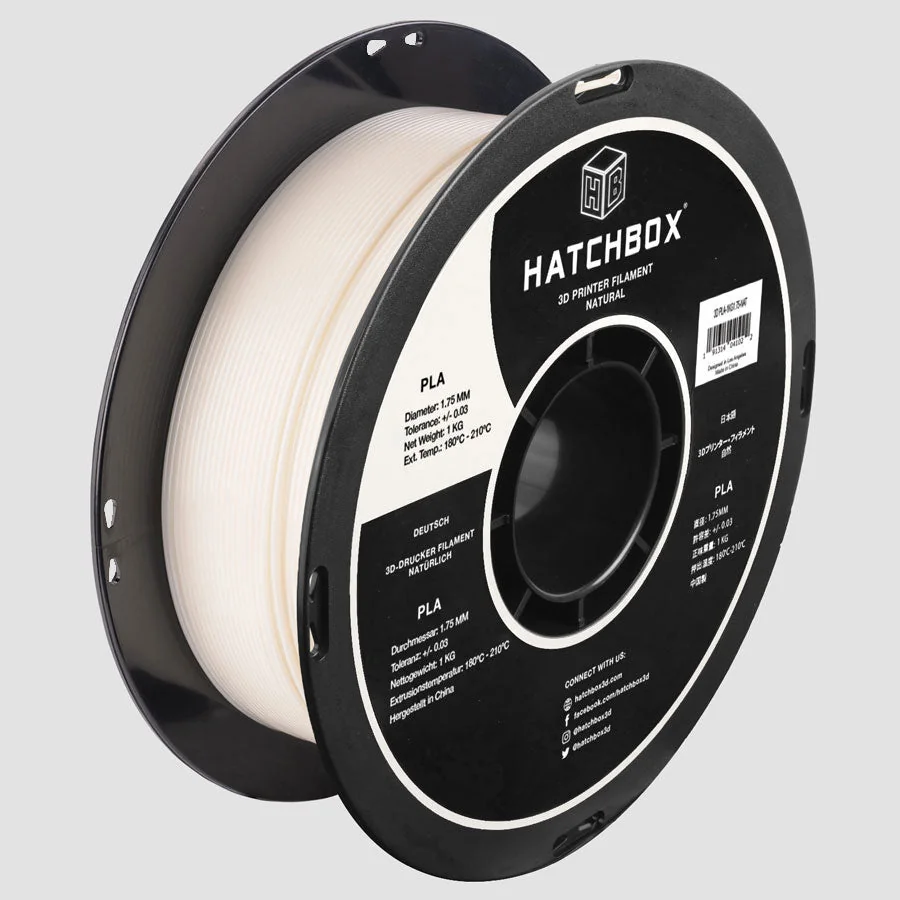 HATCHBOX 1.75mm Natural PLA 1 KG Spool