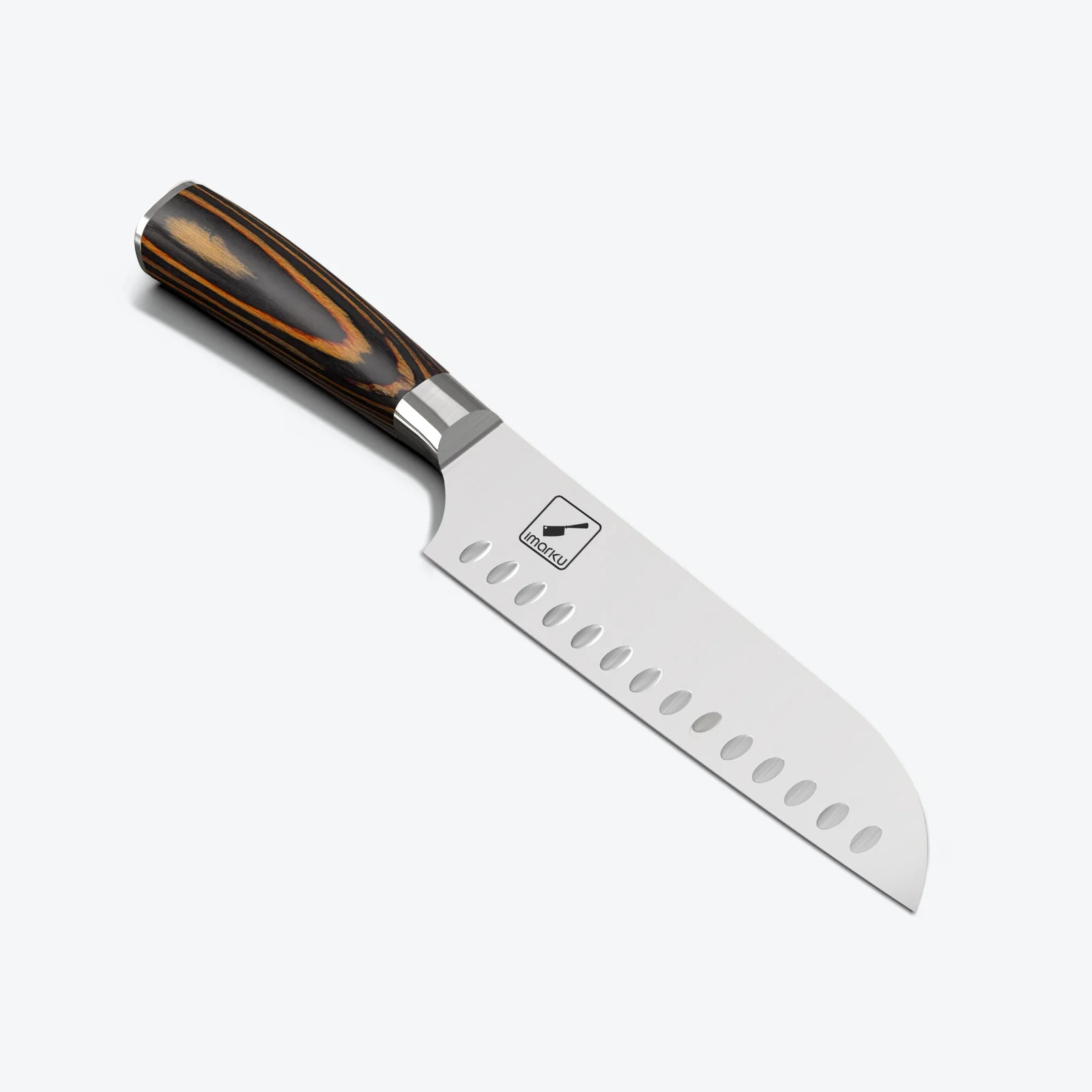 imarku 7 in Santoku Knife with Hollow Edge, Orange Handle