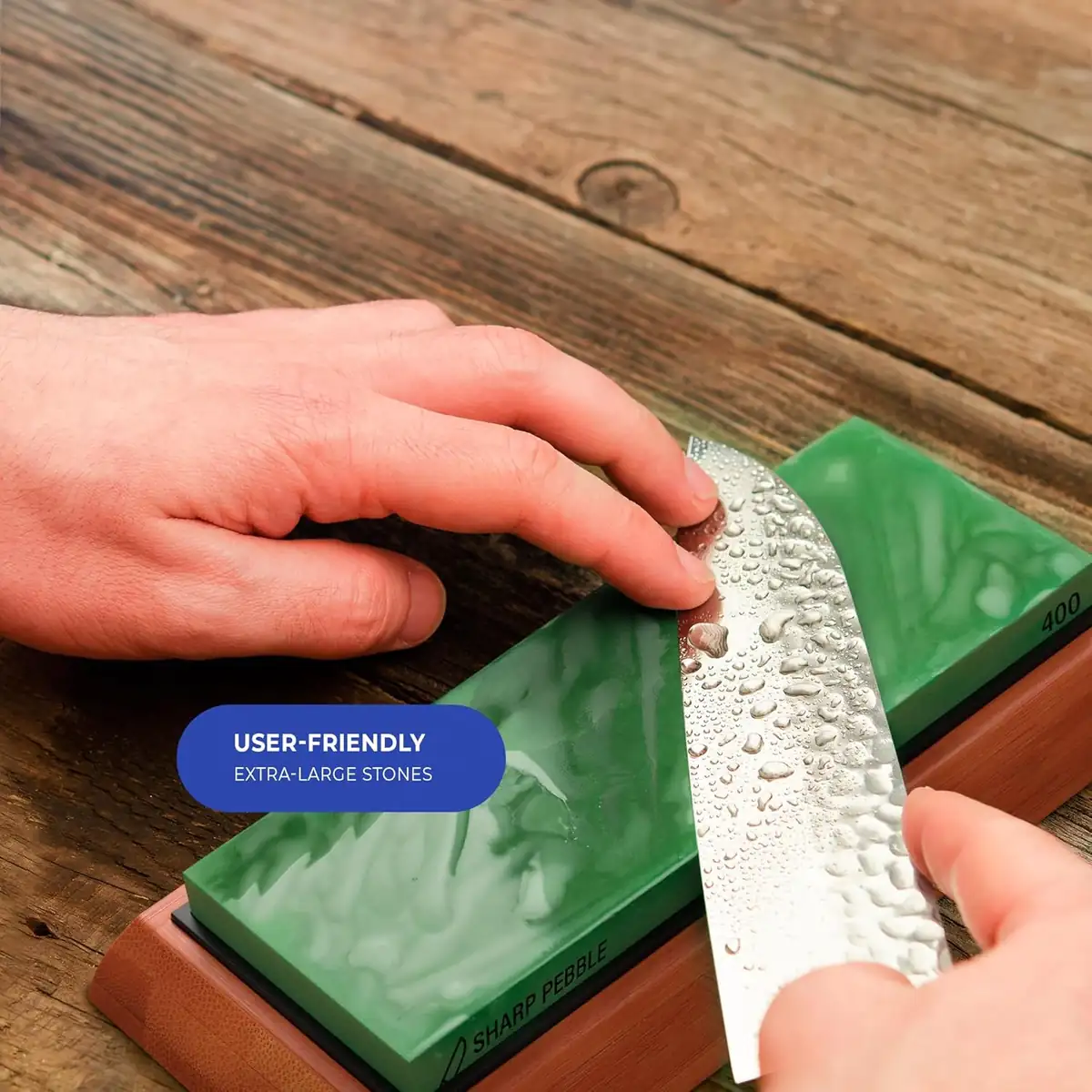 Intelitopia Complete Knife Sharpening Stone Set – Dual Grit Whetstone 400/1000 3000/8000 Knife Sharpener with Leather Strop