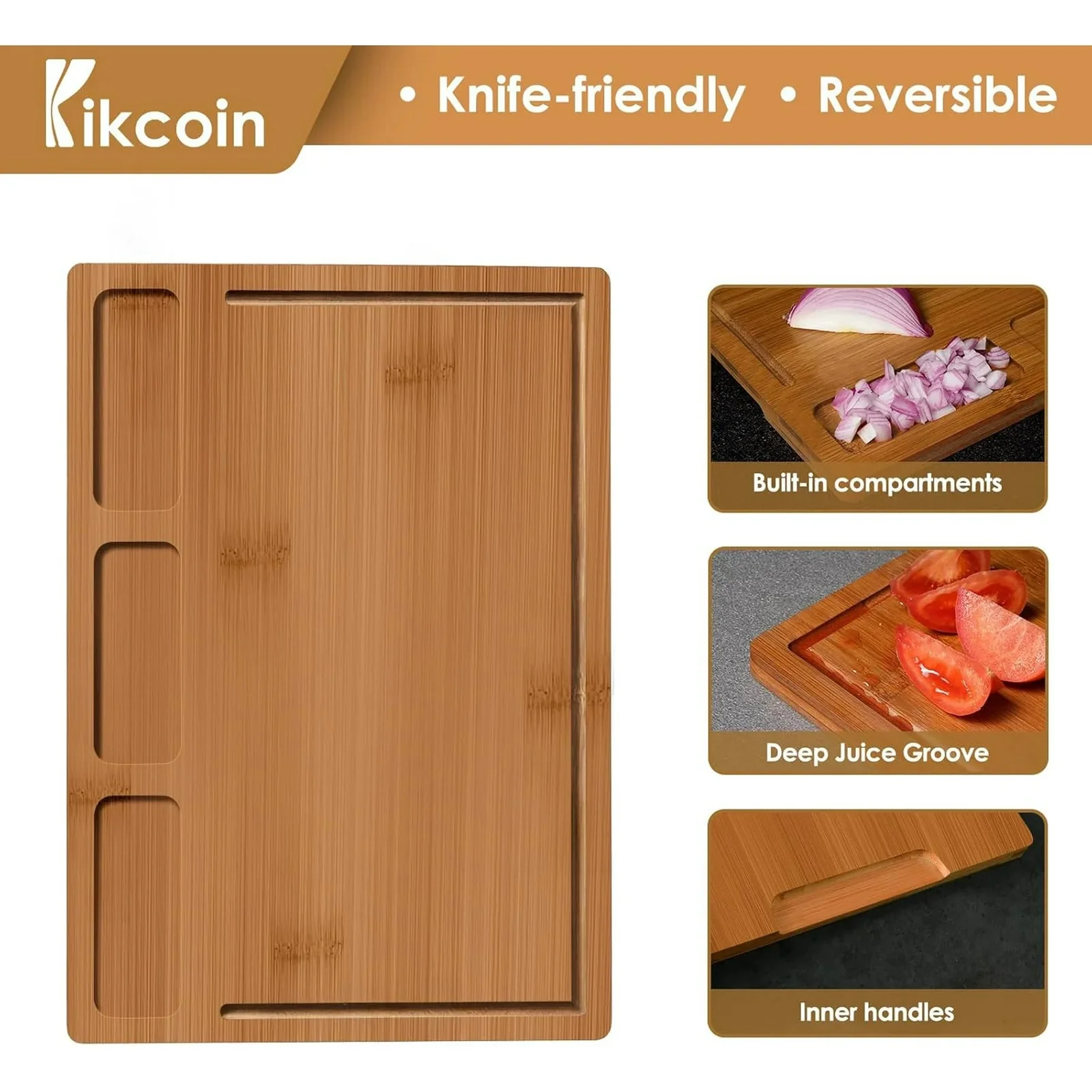 Kikcoin Extra Large Bamboo Cutting Board