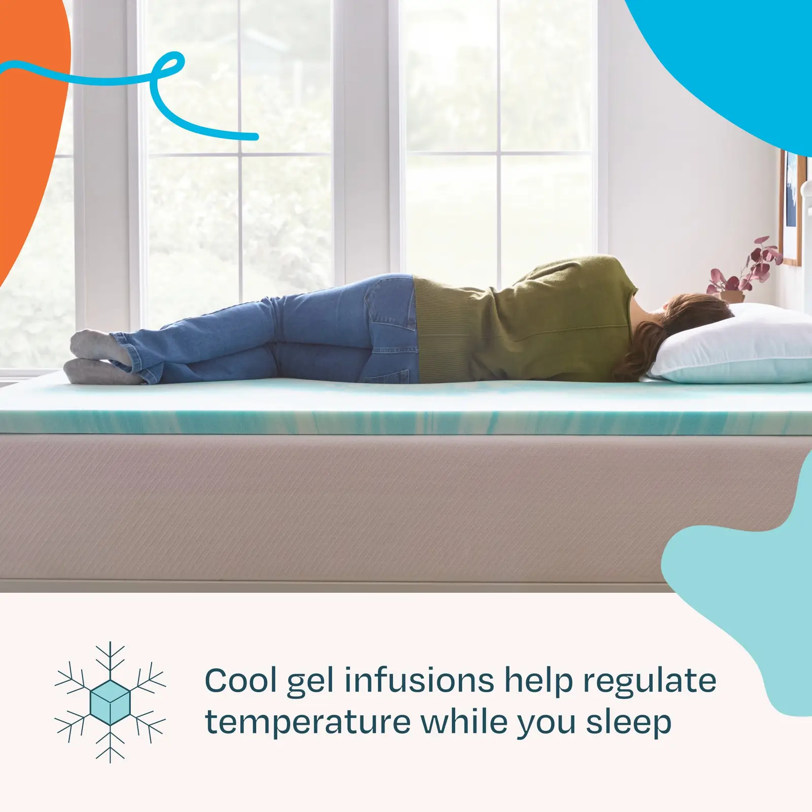 Linenspa 3 Inch Gel Swirl Memory Foam Mattress Topper (Queen)