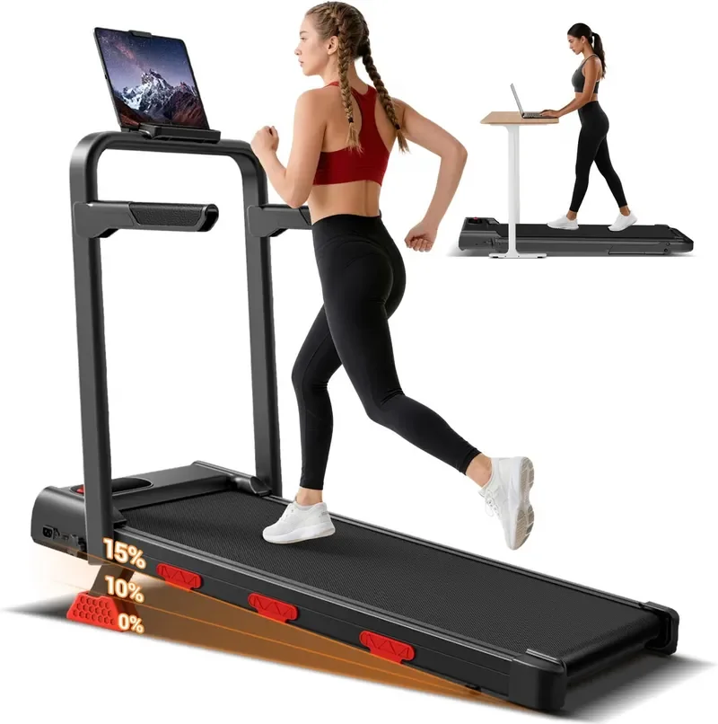 LONTEK 15% Incline Walking Pad Treadmill with Handles