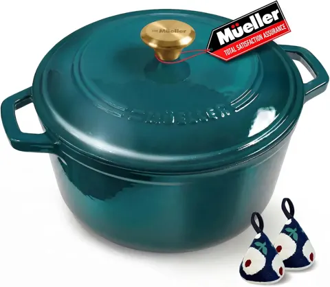 Mueller DuraCast 6 Quart Enameled Cast Iron Dutch Oven Pot with Lid