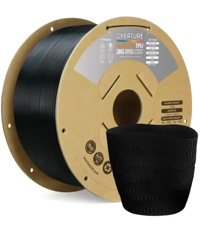 OVERTURE High Speed TPU 95A Flexible Filament 1.75mm 2kg Black
