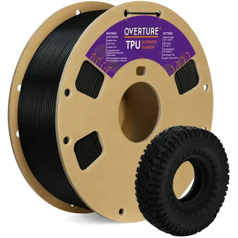 OVERTURE TPU 95A Flexible 3D Printer Filament 1.75mm 1kg Grey