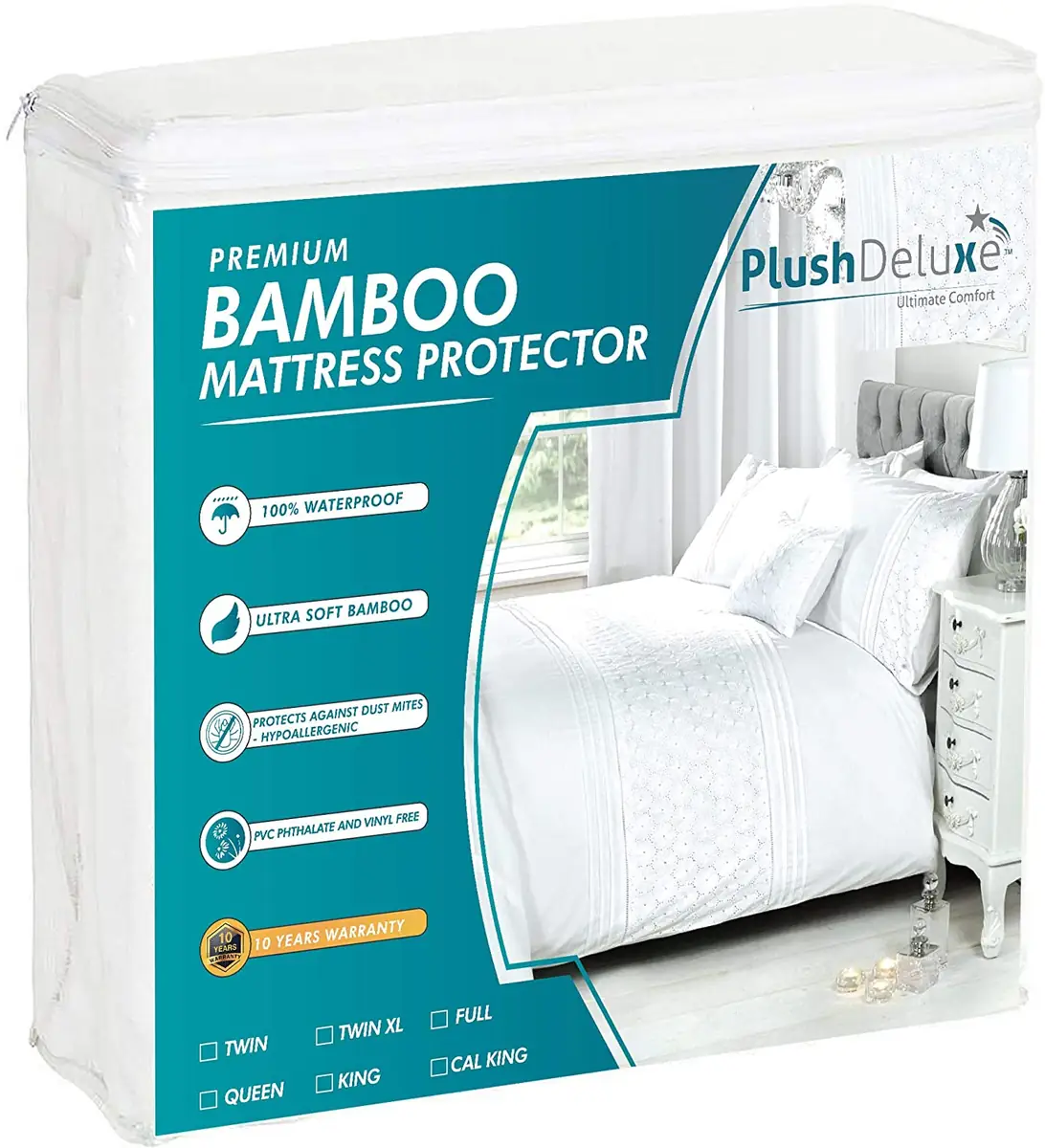 PlushDeluxe Bamboo Waterproof Mattress Protector