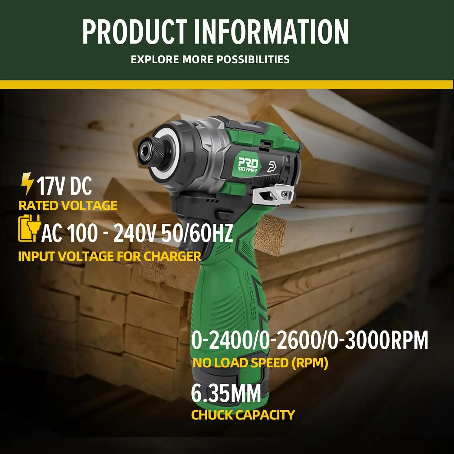 Prostormer 17V Cordless Impact Driver Set