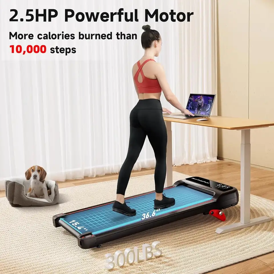RHYTHM FUN Walking Pad Treadmill with Incline, Under Desk