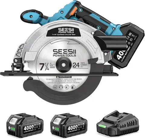 SEESII 7-1/4" Cordless Circular Saw with Total 8000mAh Battery & Charger