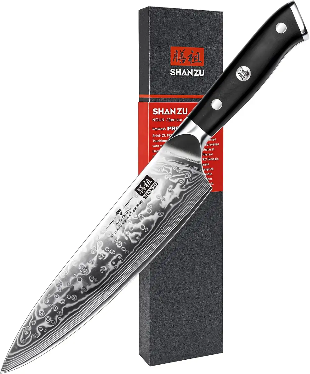 SHAN ZU Chef Knife 8 Inch Japanese Steel Damascus Kitchen Knife