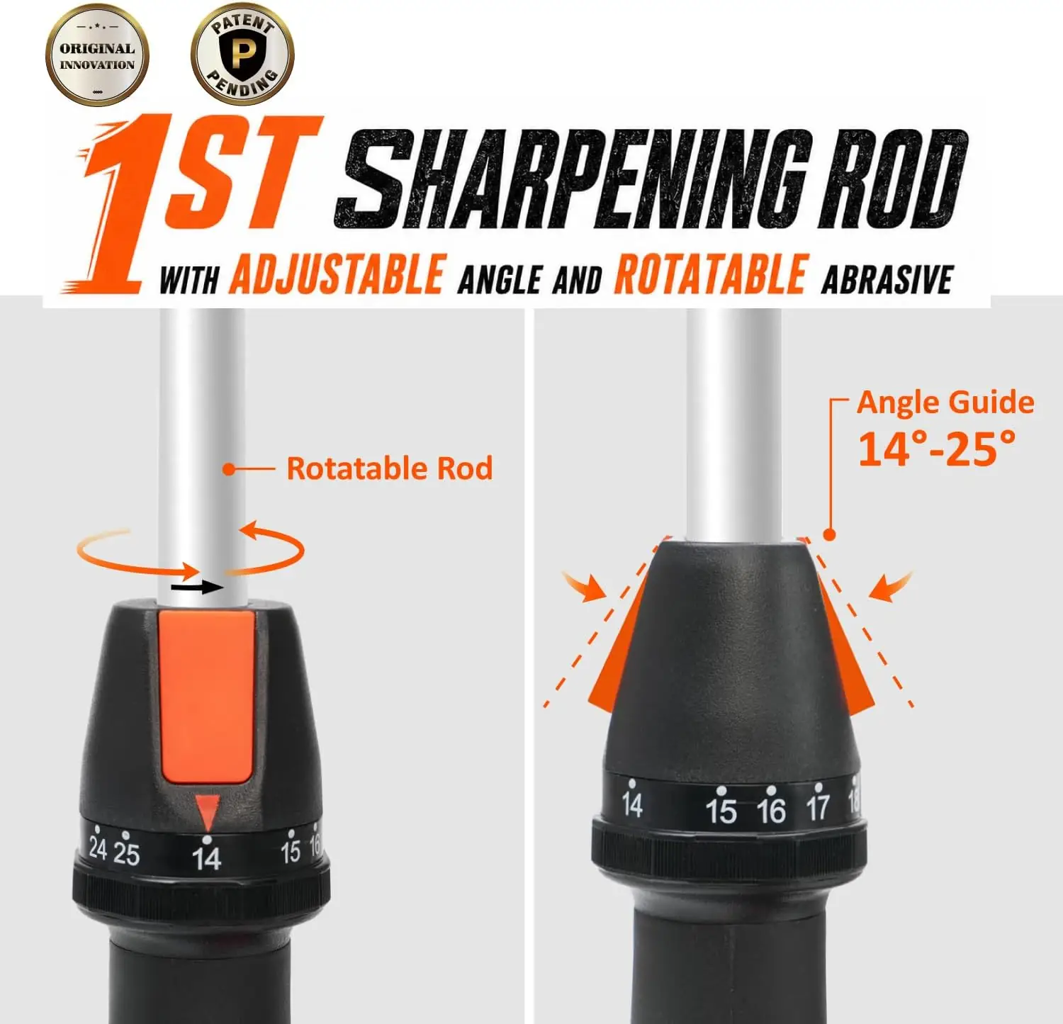 SHARPAL 111H Ceramic Honing Rod with Adjustable 14°-25° Angle Guide