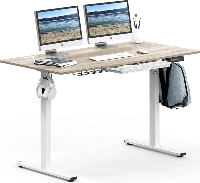 SHW 55 x 28 in Electric Standing Desk with Drawer