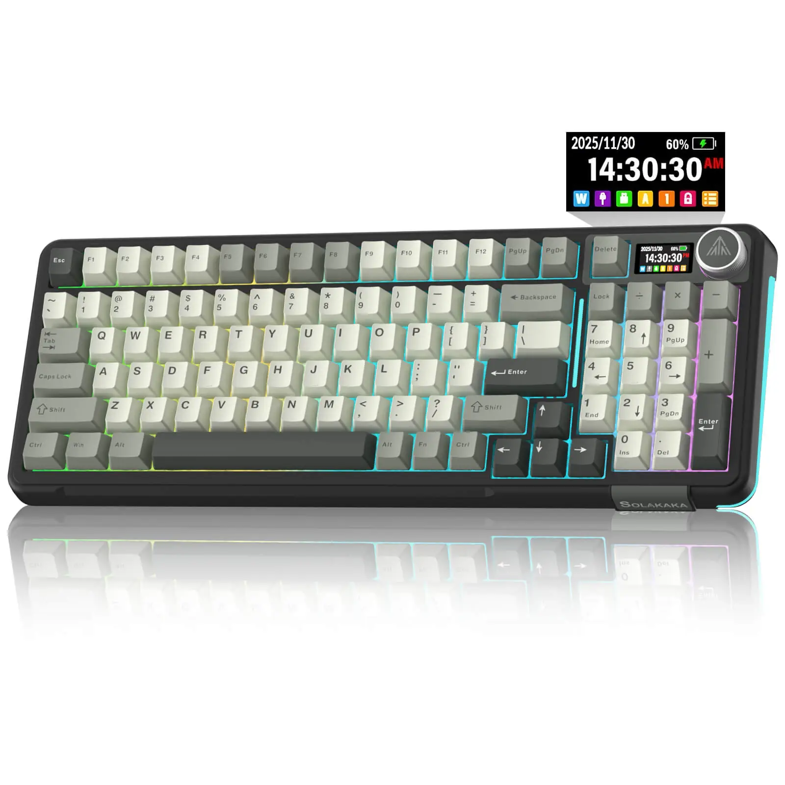 SOLAKAKA A99 Pro Mechanical Keyboard with LCD Screen & Metal Knob