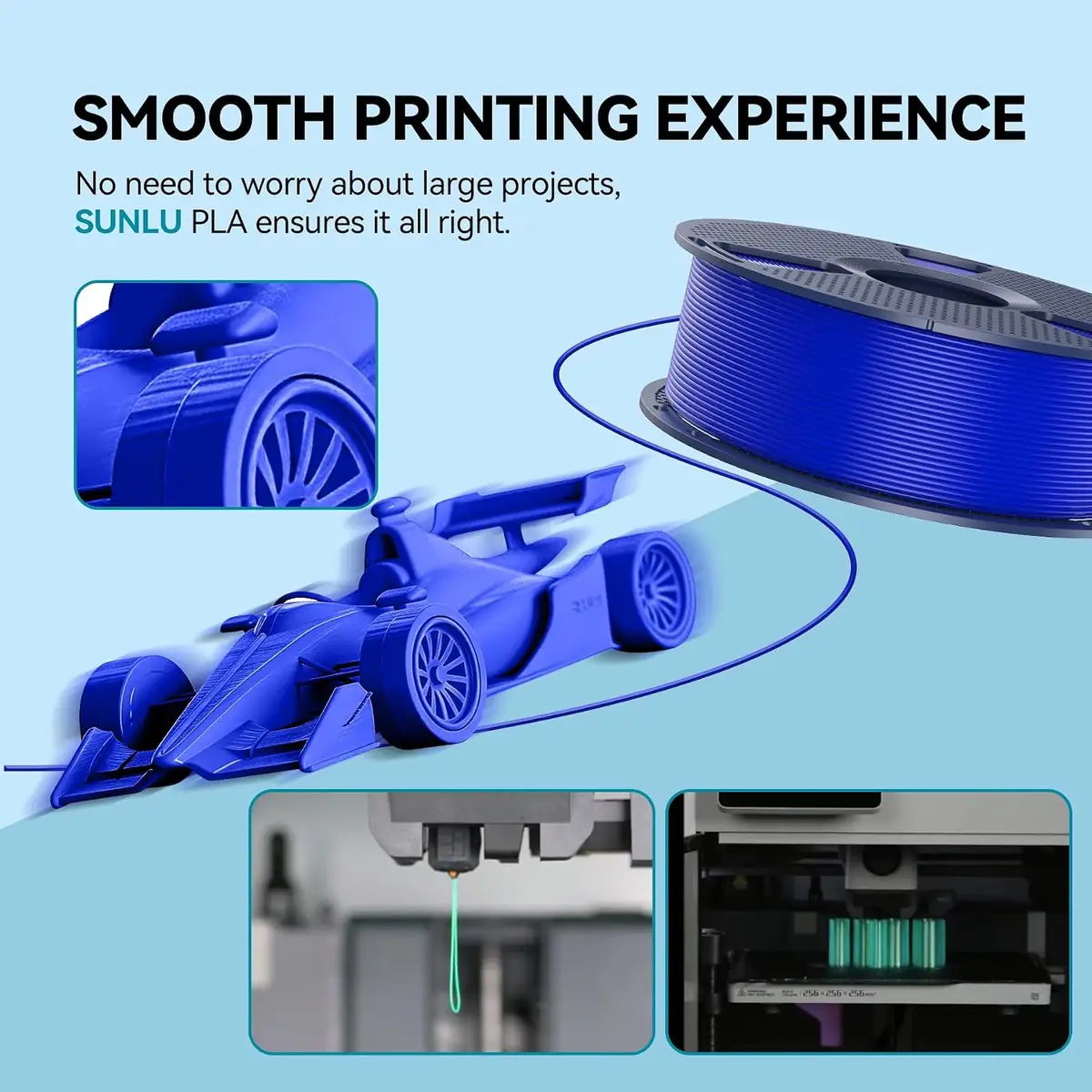 SUNLU PLA 3D Printer Filament Clear Blue 1KG