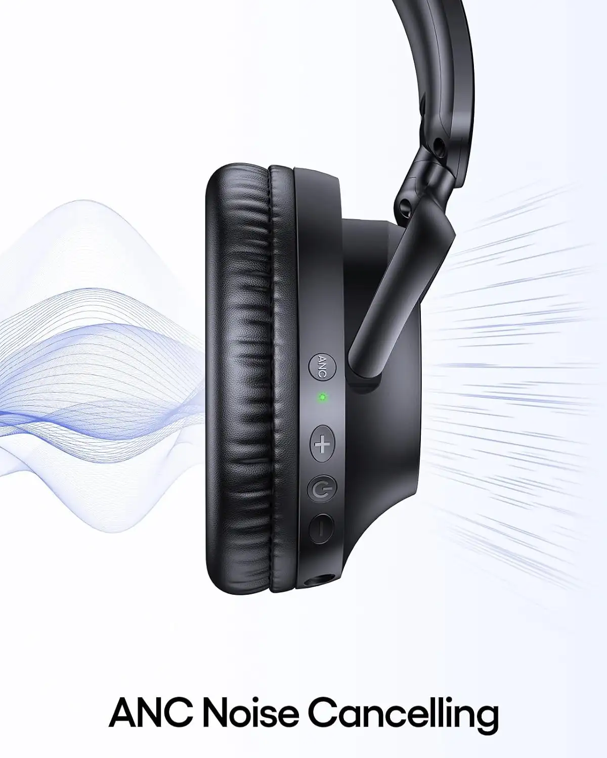 TAGRY Hybrid Active Noise Cancelling Headphones 100H Playtime Wireless Over Ear Bluetooth Headphone with Fast Charging Hi-Res Audio Comfort Earcups Headsets for Travel Home Office Phone PC Black