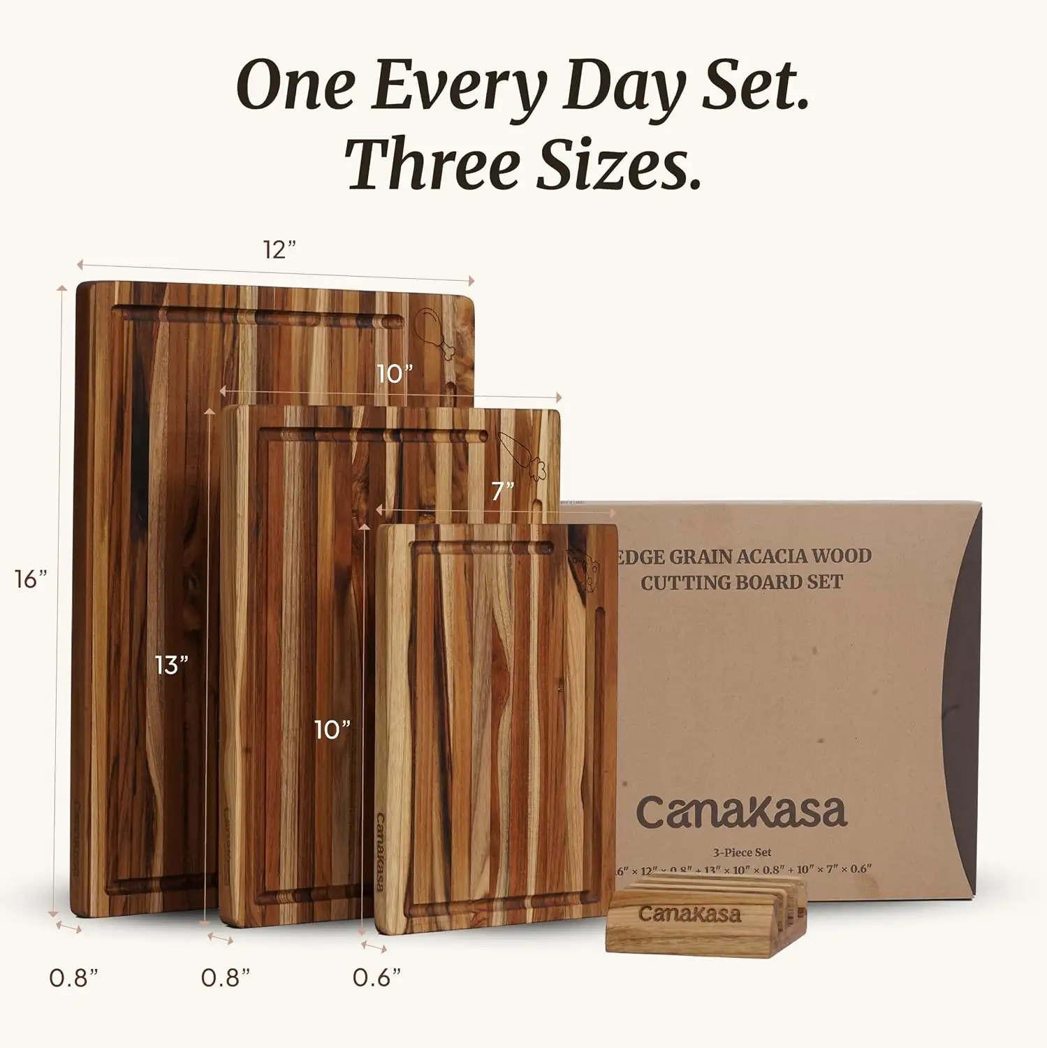 Teak Wood Cutting Board Set of 3 with Juice Grooves