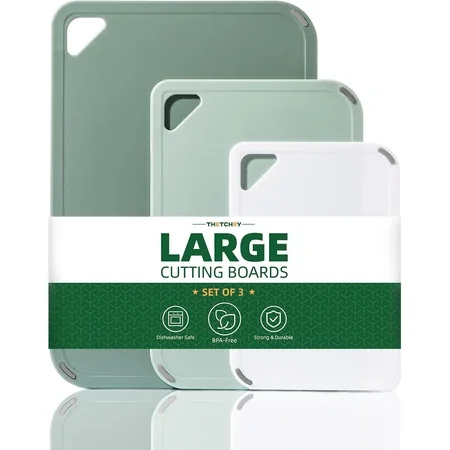 THETCHRY Plastic Cutting Board Set of 3-Cutting Boards for Kitchen BPA Free