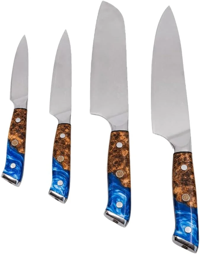 Toadfish Damascus Kitchen Knife Set 4 Pc