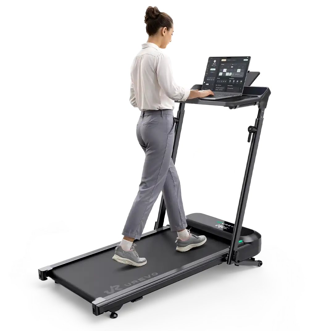 UREVO Foldable Treadmill with Adjustable Laptop