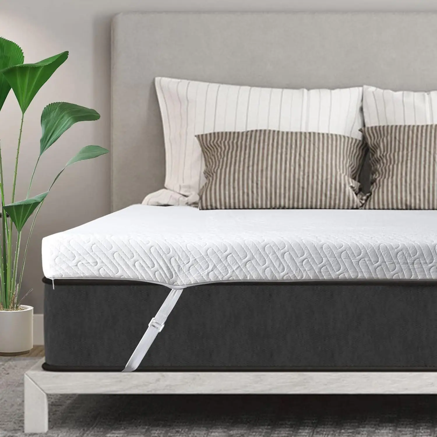 VALUXE 3 Inch Gel Memory Foam Mattress Topper Queen Size High Density Cooling Pad Pressure Relief Bed Topper (with Removable & Washable Bamboo Cover)