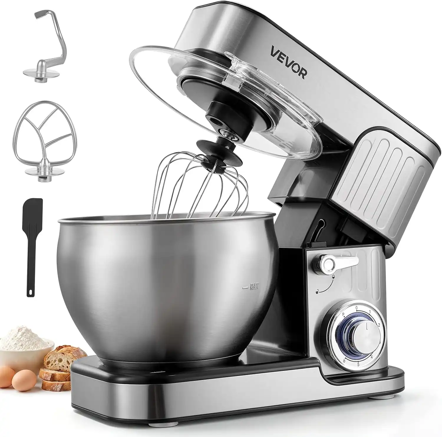 VEVOR 7.4 Qt Tilt Head Stand Mixer 500W Electric Dough Mixer
