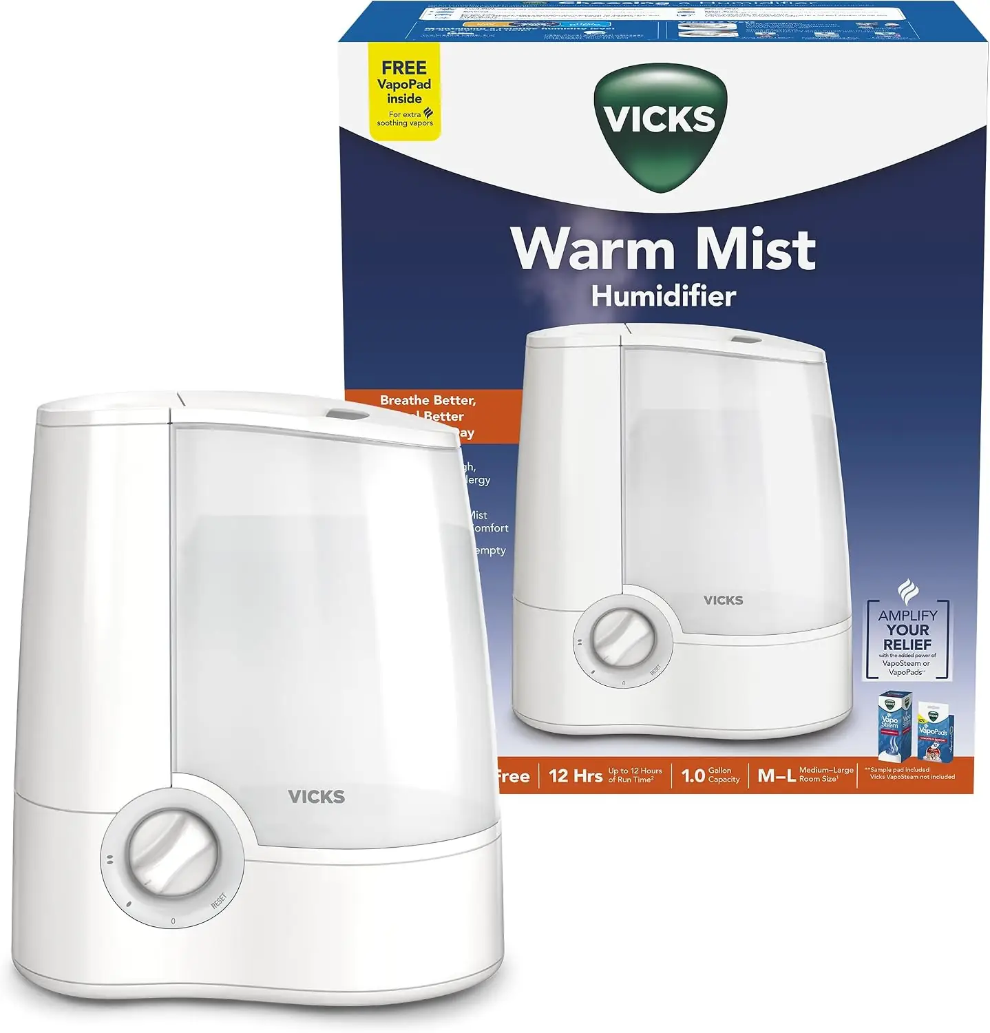 Vicks Warm Mist Humidifier for Medium to Large Rooms