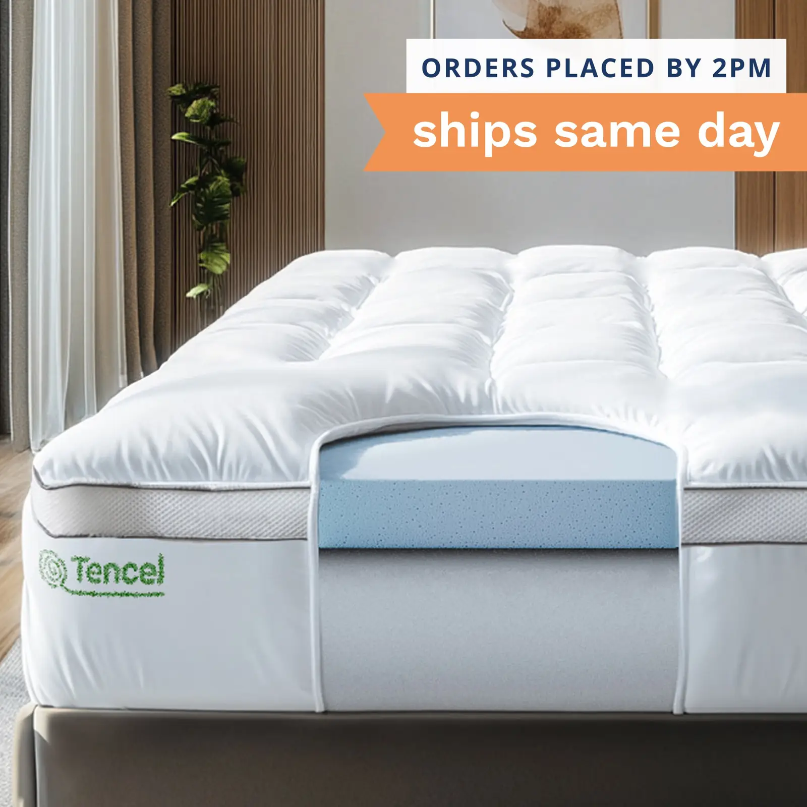 ViscoSoft 4-Inch Pillow Top Dual-Layer Memory Foam Mattress Topper (Queen)
