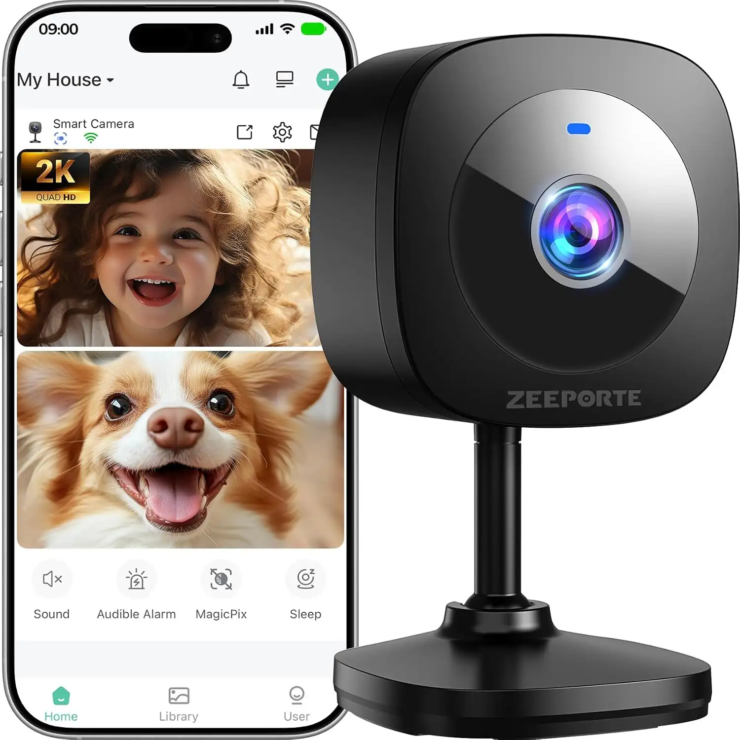 ZEEPORTE 2K Indoor Cameras for Home Security